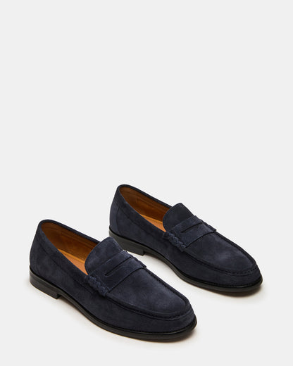 Steve Madden HUCKLE Navy Suede Slip-On Men's Loafer