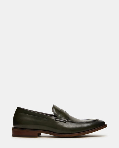 Steve Madden LIGHTNING Dark Green Round-Toe Slip-On Men's Loafer