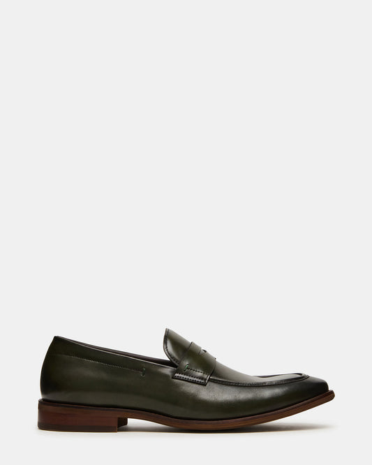 Steve Madden LIGHTNING Dark Green Round-Toe Slip-On Men's Loafer