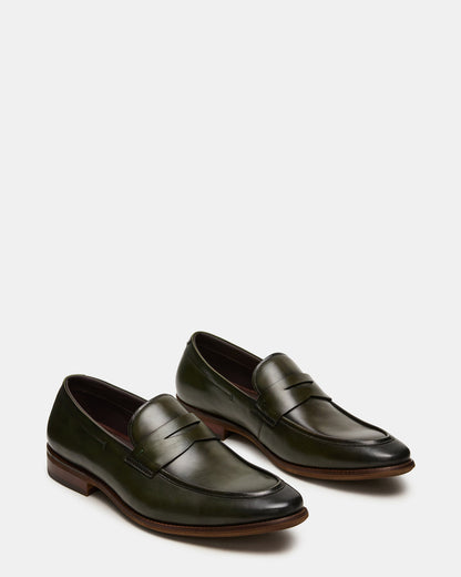 Steve Madden LIGHTNING Dark Green Round-Toe Slip-On Men's Loafer