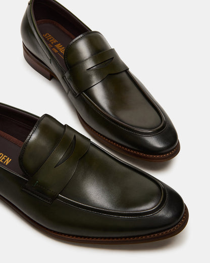 Steve Madden LIGHTNING Dark Green Round-Toe Slip-On Men's Loafer