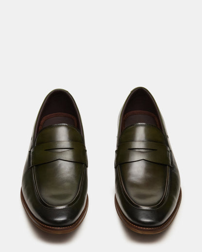 Steve Madden LIGHTNING Dark Green Round-Toe Slip-On Men's Loafer