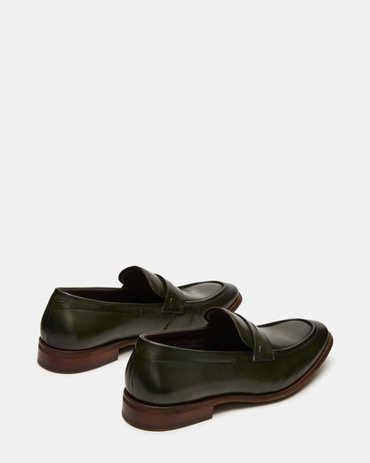 Steve Madden LIGHTNING Dark Green Round-Toe Slip-On Men's Loafer