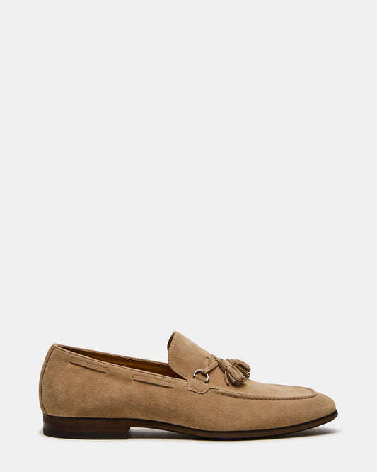 Steve Madden LOGAN Taupe Suede Tassel Slip-On Men's Loafer