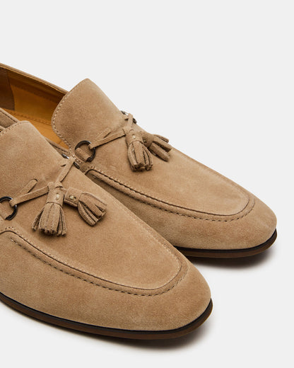 Steve Madden LOGAN Taupe Suede Tassel Slip-On Men's Loafer