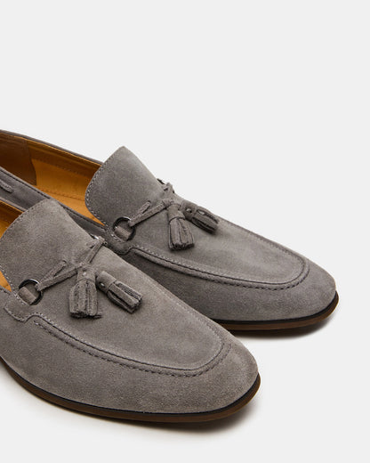 Steve Madden LOGAN Light Grey Suede Tassel Slip-On Men's Loafer