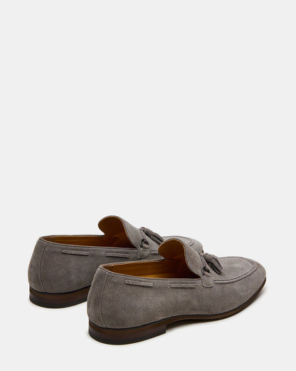 Steve Madden LOGAN Light Grey Suede Tassel Slip-On Men's Loafer