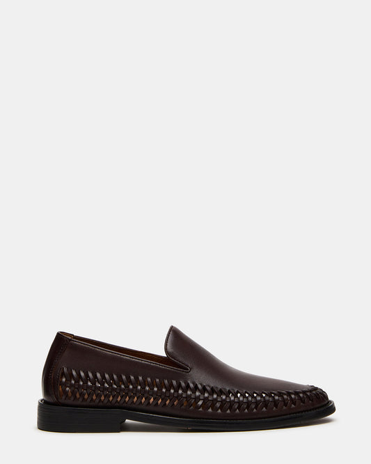 Steve Madden NAPOLI Brown Leather Slip-On Woven Men's Loafer