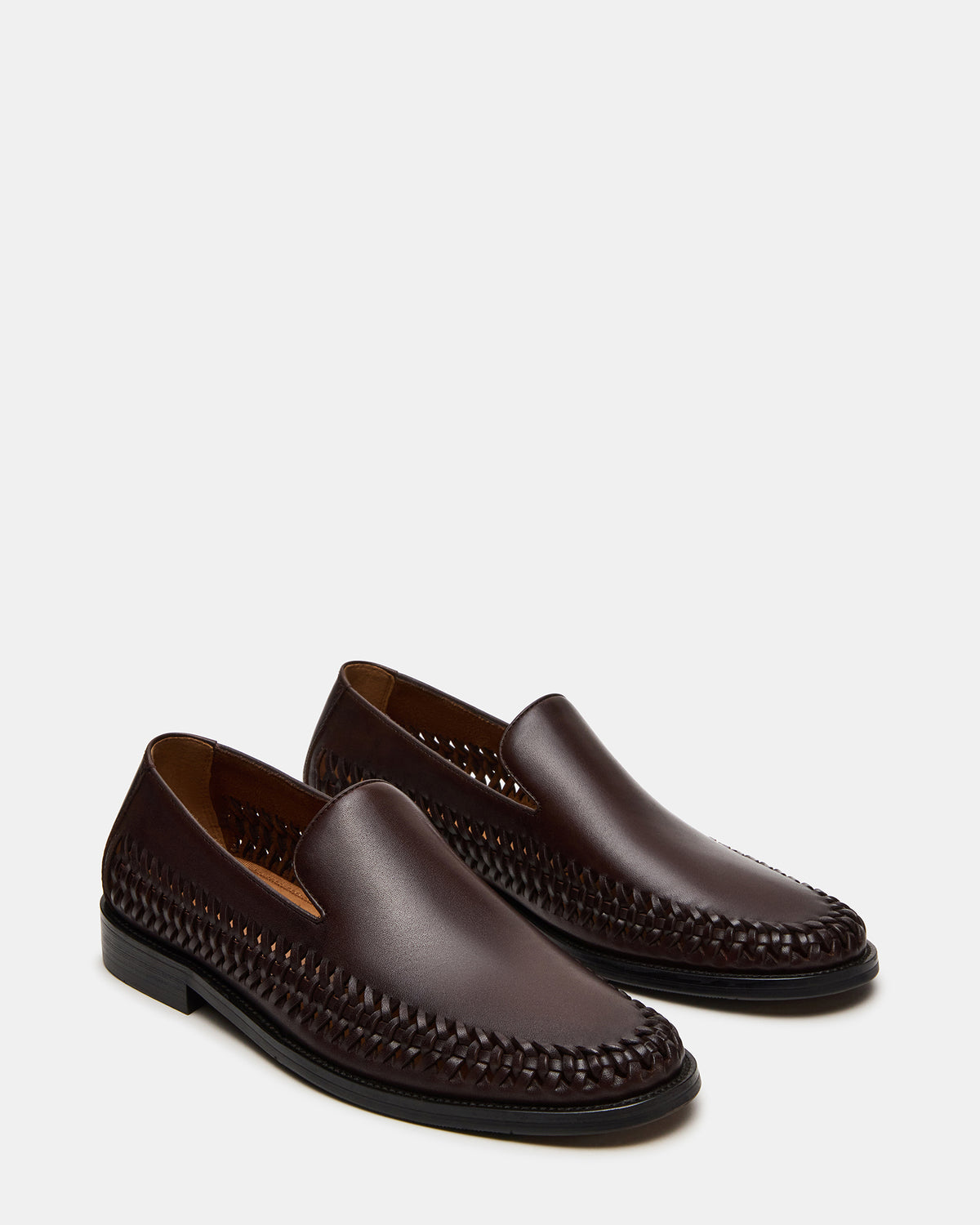 Steve Madden NAPOLI Brown Leather Slip-On Woven Men's Loafer