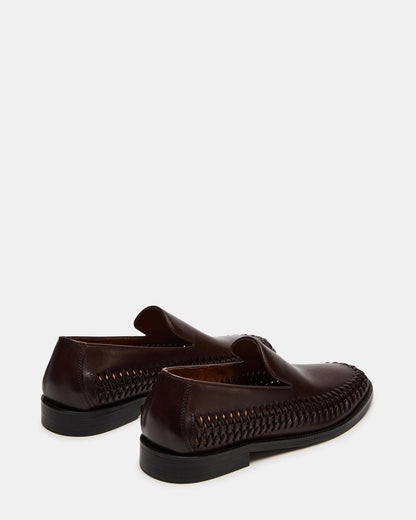Steve Madden NAPOLI Brown Leather Slip-On Woven Men's Loafer