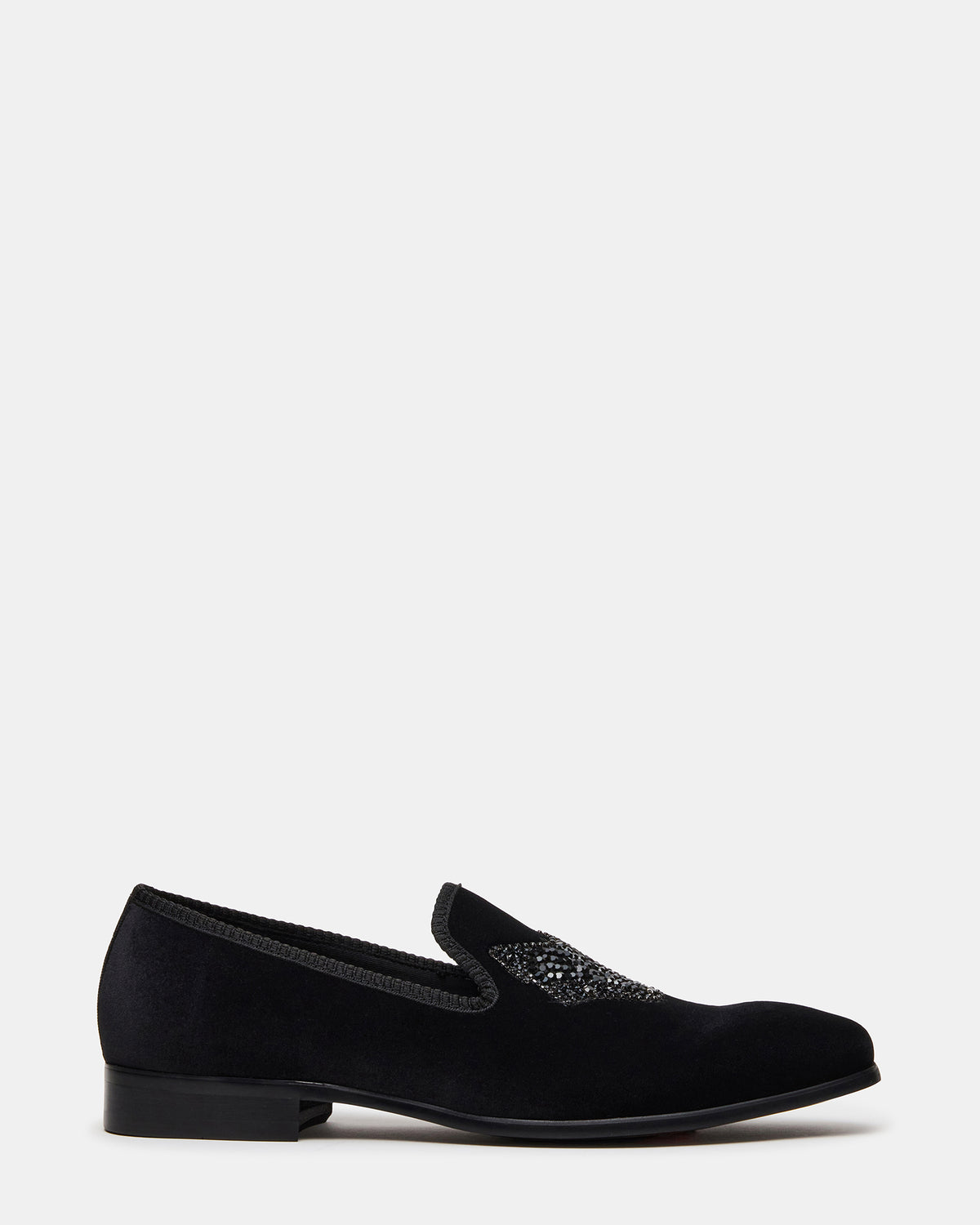 Steve Madden FINN Black Velvet Rhinestone Fox Head Design Slip-On Men's Loafer