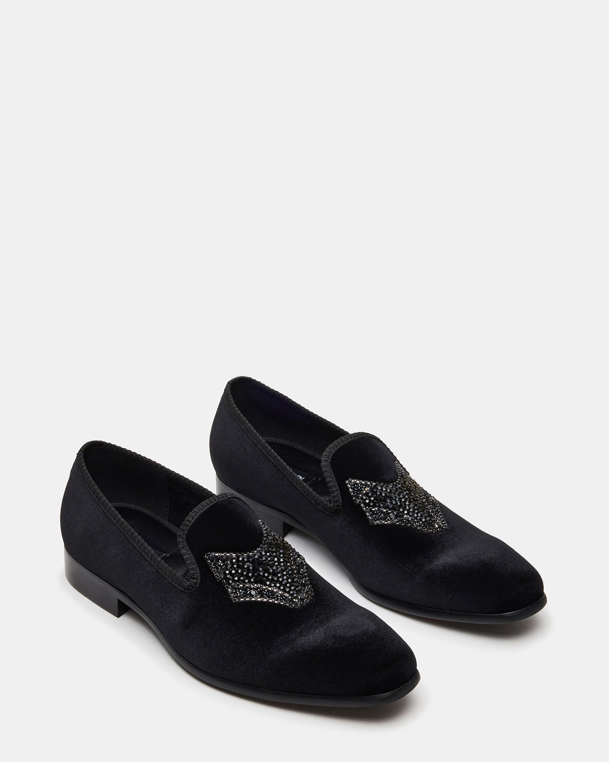 Steve Madden FINN Black Velvet Rhinestone Fox Head Design Slip-On Men's Loafer