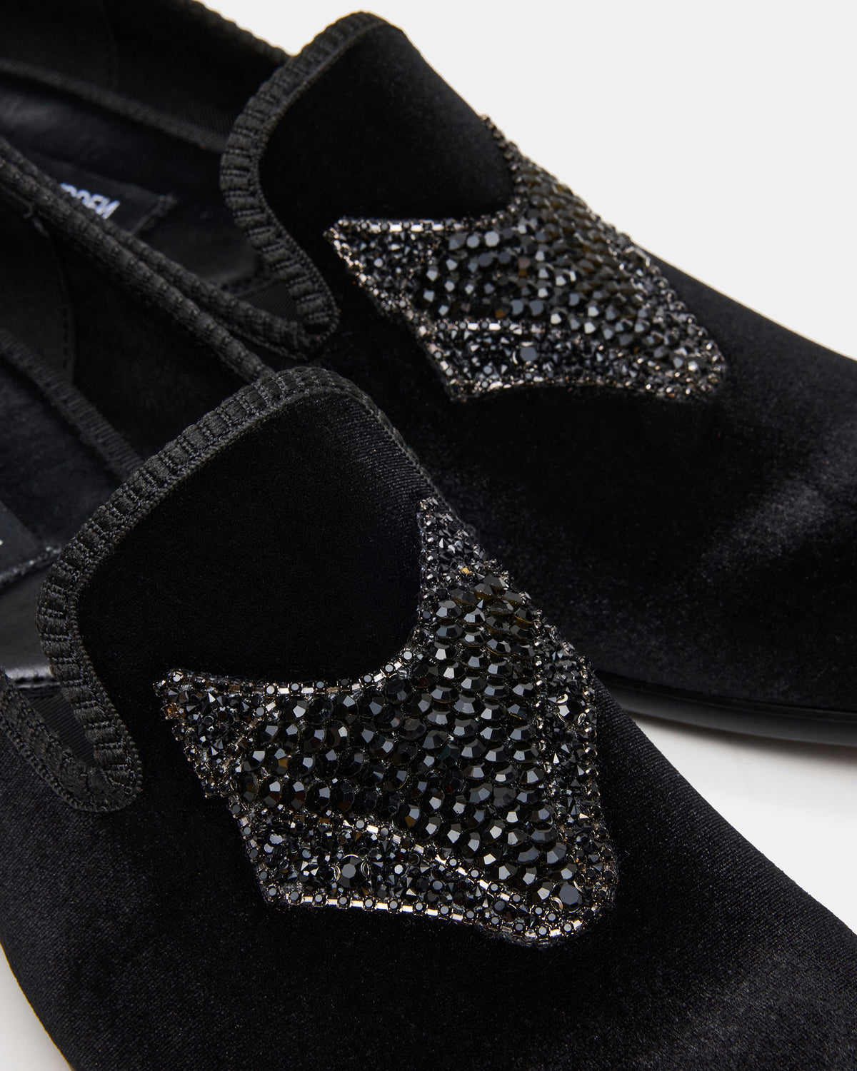 Steve Madden FINN Black Velvet Rhinestone Fox Head Design Slip-On Men's Loafer