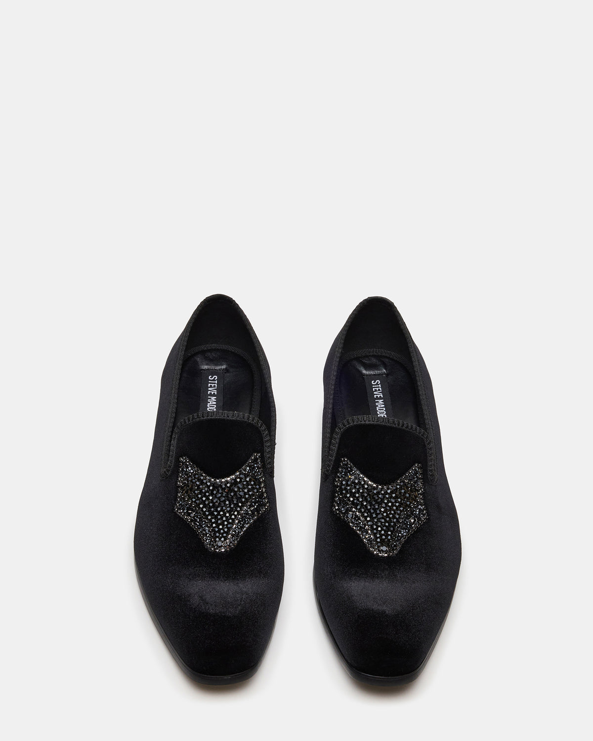 Steve Madden FINN Black Velvet Rhinestone Fox Head Design Slip-On Men's Loafer