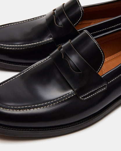 Steve Madden NATAN Black Leather Slip-On Dress Loafer | Men's Loafers