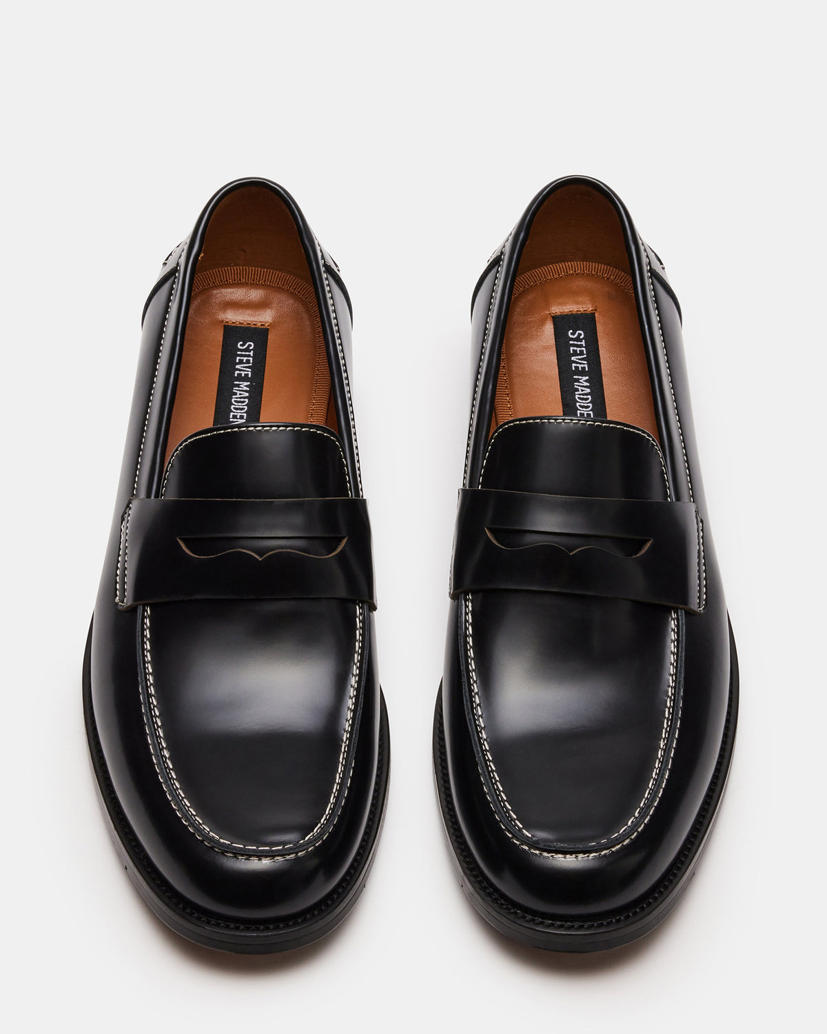 Steve Madden NATAN Black Leather Slip-On Dress Loafer | Men's Loafers
