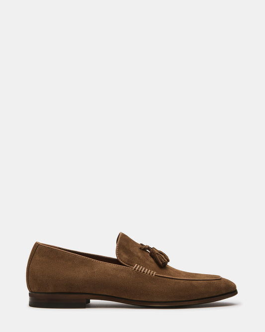 Steve Madden ONDRE Tan Suede Tassel Slip-On Men's Loafer