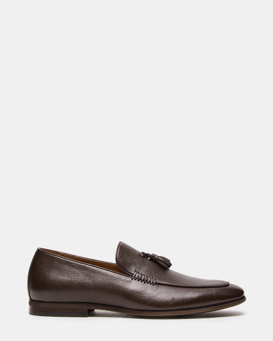 Steve Madden ONDRE Brown Leather Tassel Slip-On Men's Loafer