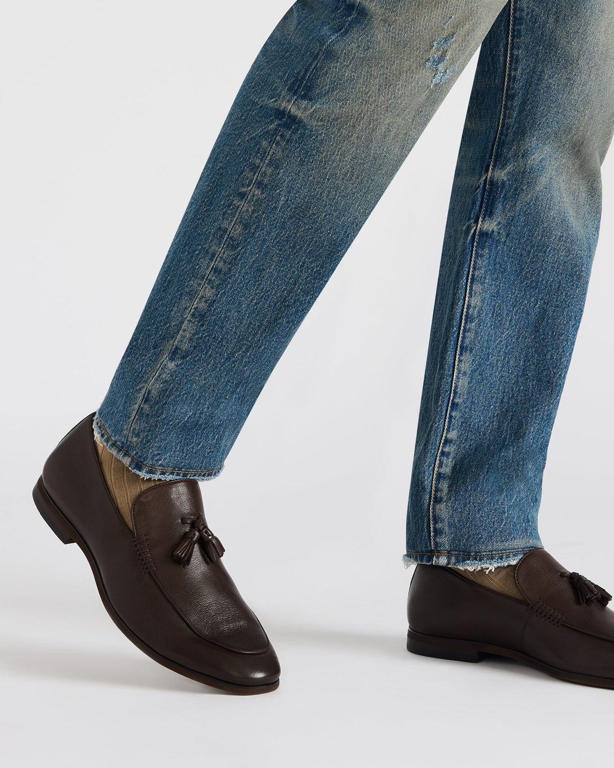 Steve Madden ONDRE Brown Leather Tassel Slip-On Men's Loafer