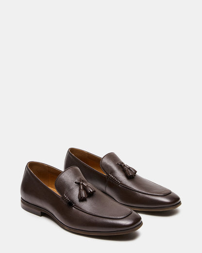 Steve Madden ONDRE Brown Leather Tassel Slip-On Men's Loafer