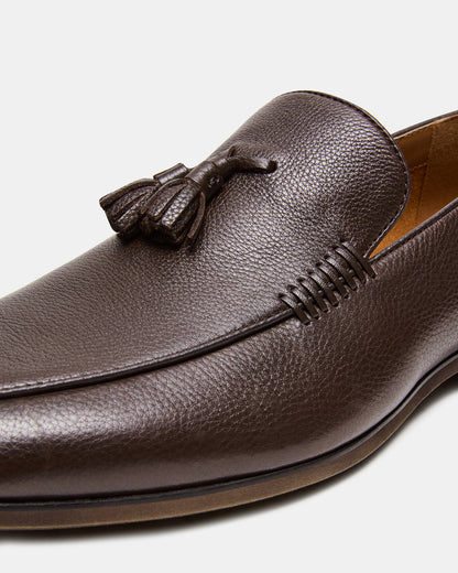 Steve Madden ONDRE Brown Leather Tassel Slip-On Men's Loafer