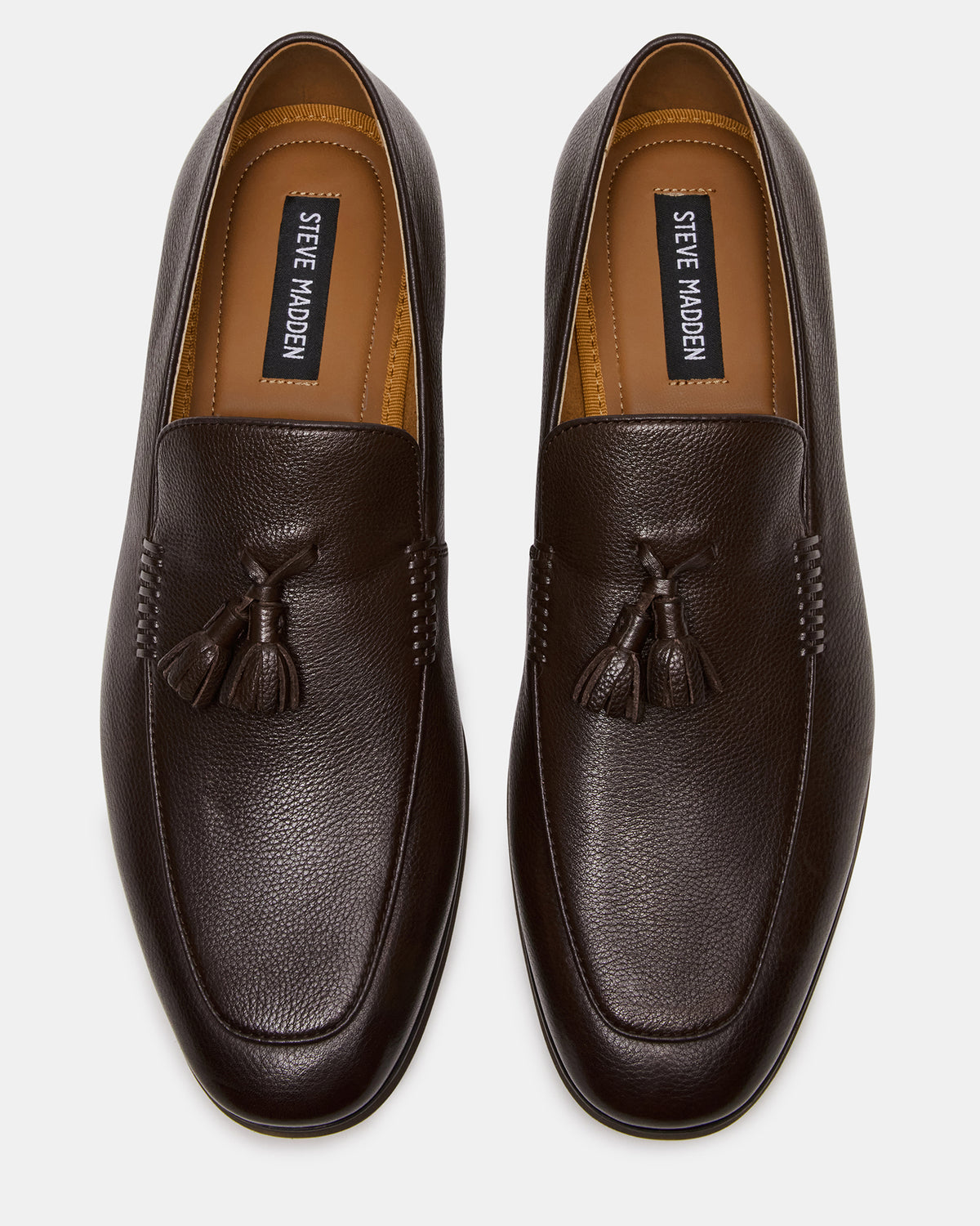 Steve Madden ONDRE Brown Leather Tassel Slip-On Men's Loafer