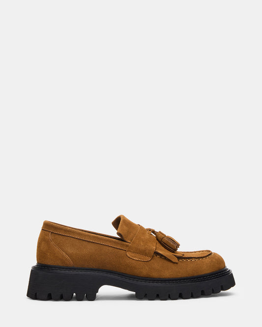 Steve Madden ZEV Tan Suede Lug Sole Dress Men's Loafer