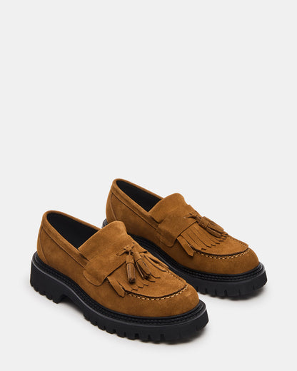 Steve Madden ZEV Tan Suede Lug Sole Dress Men's Loafer