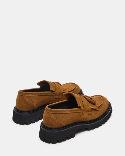 Steve Madden ZEV Tan Suede Lug Sole Dress Men's Loafer