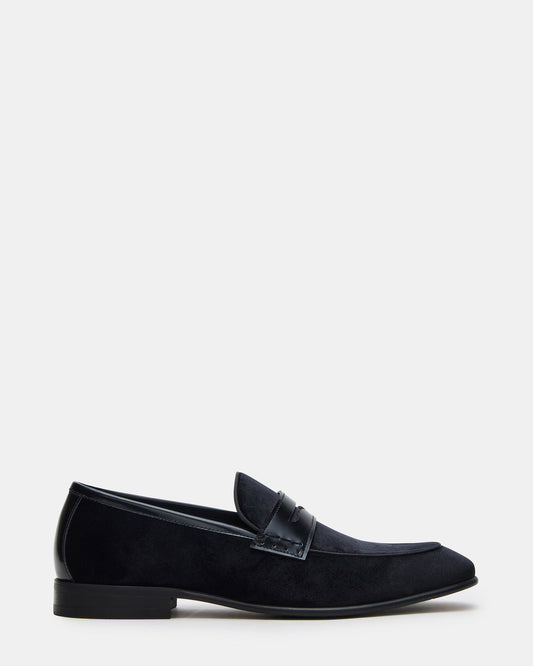 Steve Madden YARDLY Black Velvet Slip-On Men's Dress Loafer