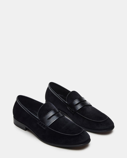 Steve Madden YARDLY Black Velvet Slip-On Men's Dress Loafer