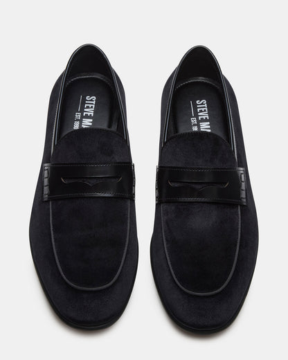 Steve Madden YARDLY Black Velvet Slip-On Men's Dress Loafer