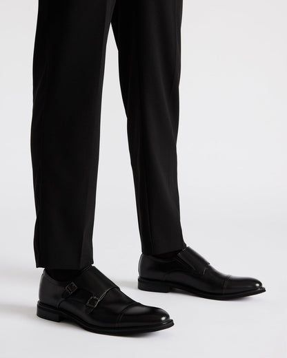Steve Madden HARAN Black Leather Men's Buckle Strap Dress Shoe