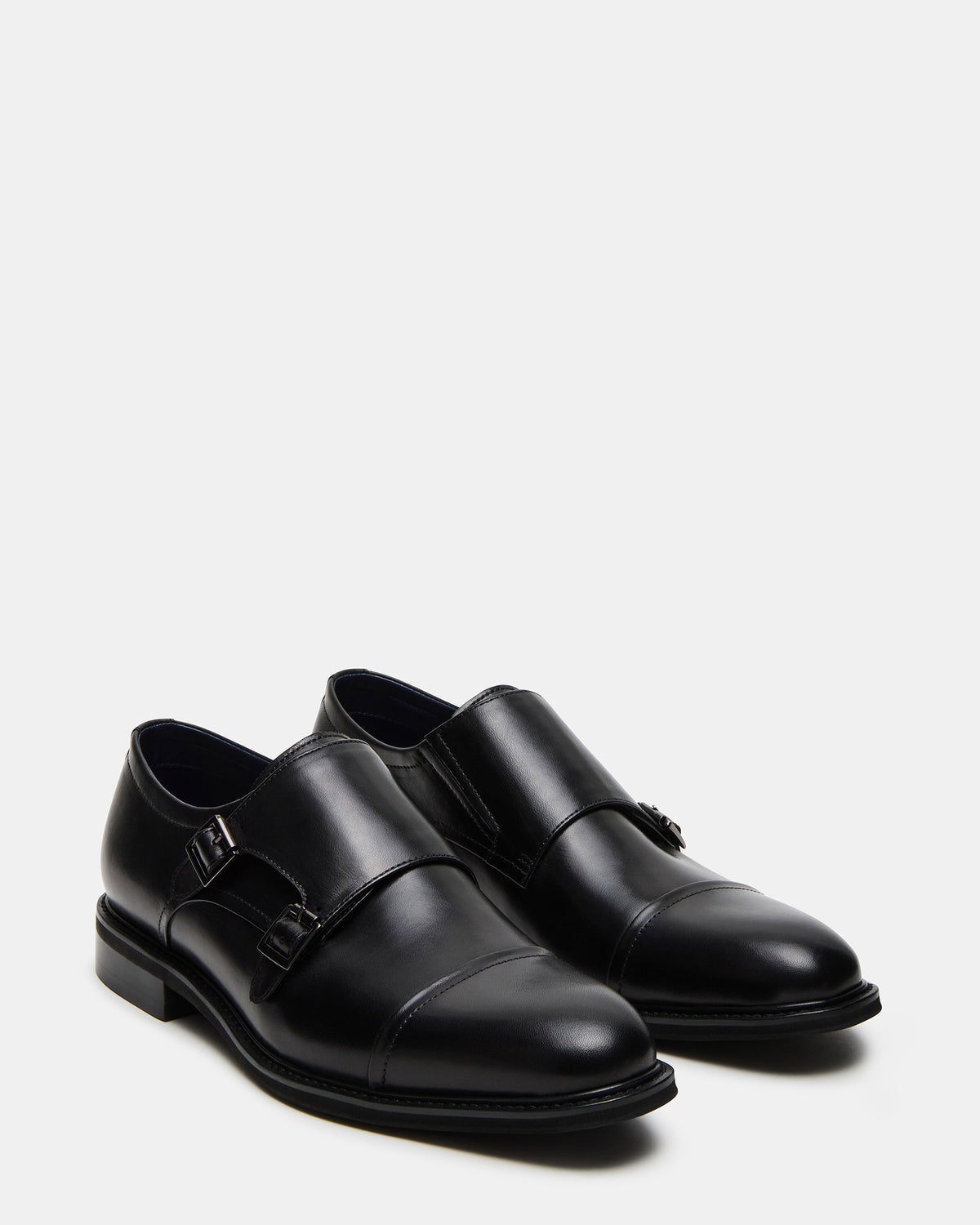 Steve Madden HARAN Black Leather Men's Buckle Strap Dress Shoe