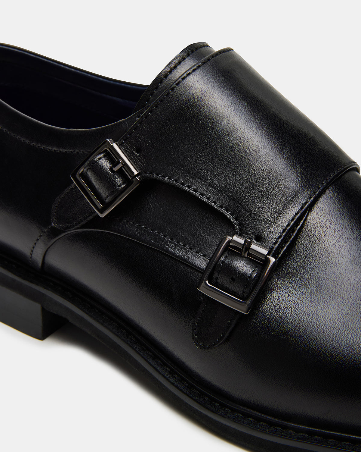 Steve Madden HARAN Black Leather Men's Buckle Strap Dress Shoe