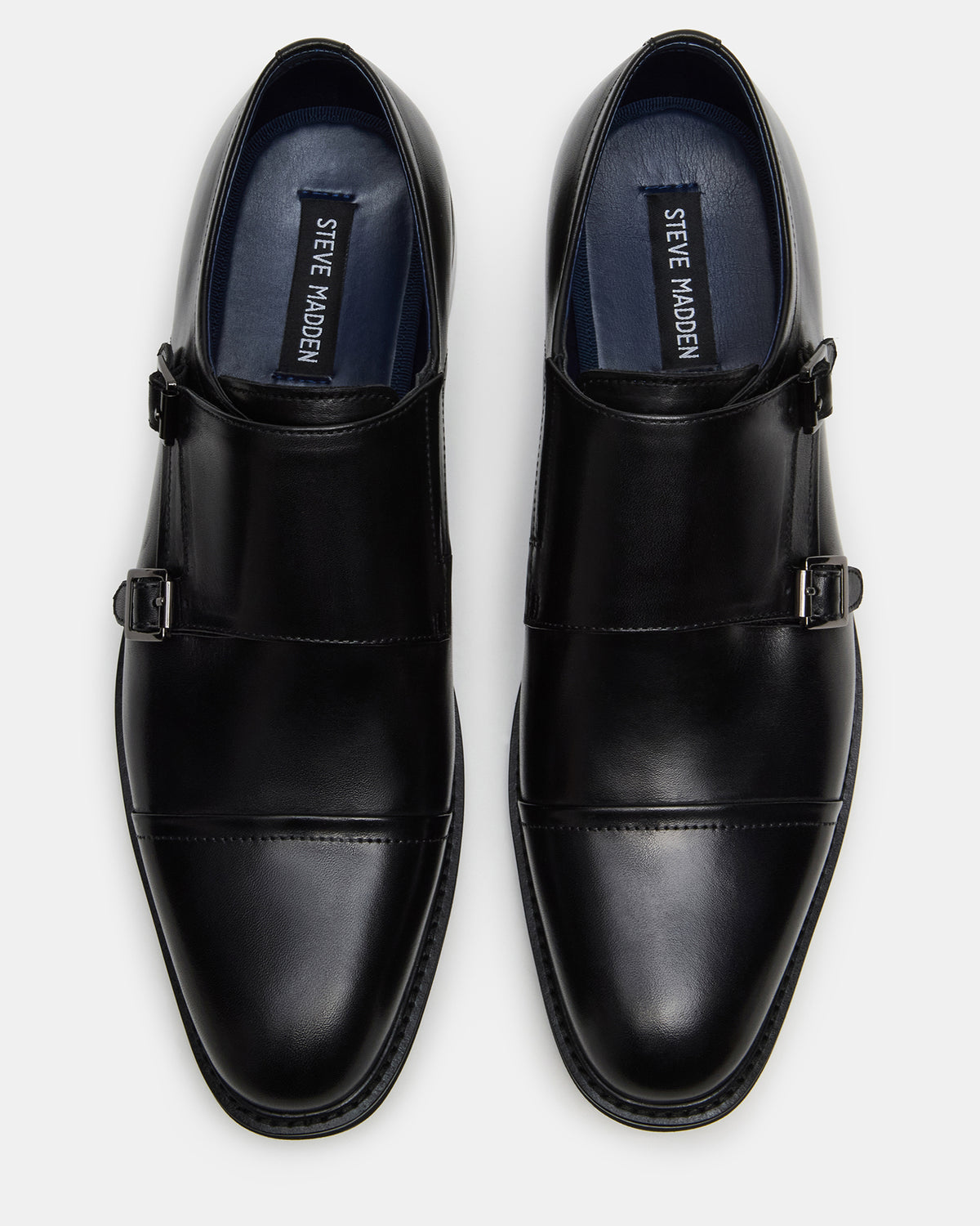 Steve Madden HARAN Black Leather Men's Buckle Strap Dress Shoe