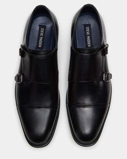 Steve Madden HARAN Black Leather Men's Buckle Strap Dress Shoe