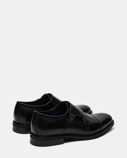 Steve Madden HARAN Black Leather Men's Buckle Strap Dress Shoe