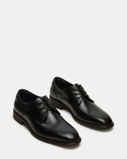 Steve Madden LELAND Black Leather Lace-Up Men's Dress Shoe