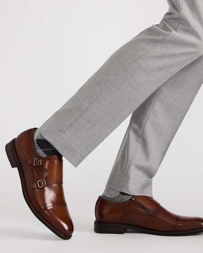 Steve Madden HARAN Tan Leather Men's Buckle Strap Dress Shoe