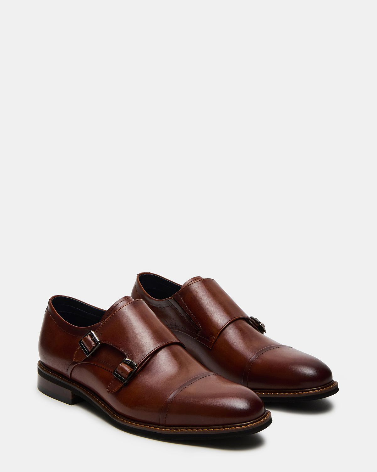 Steve Madden HARAN Tan Leather Men's Buckle Strap Dress Shoe