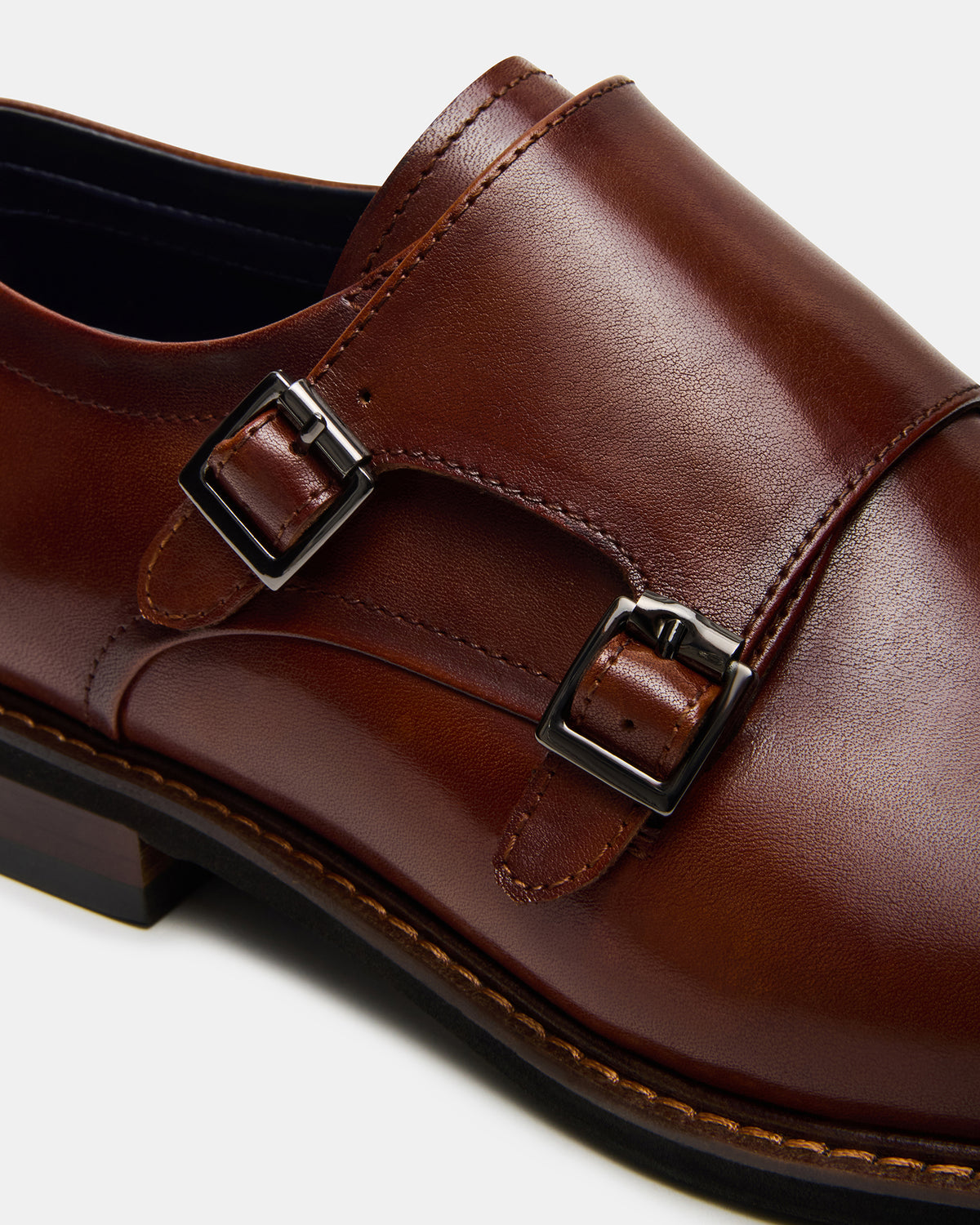 Steve Madden HARAN Tan Leather Men's Buckle Strap Dress Shoe