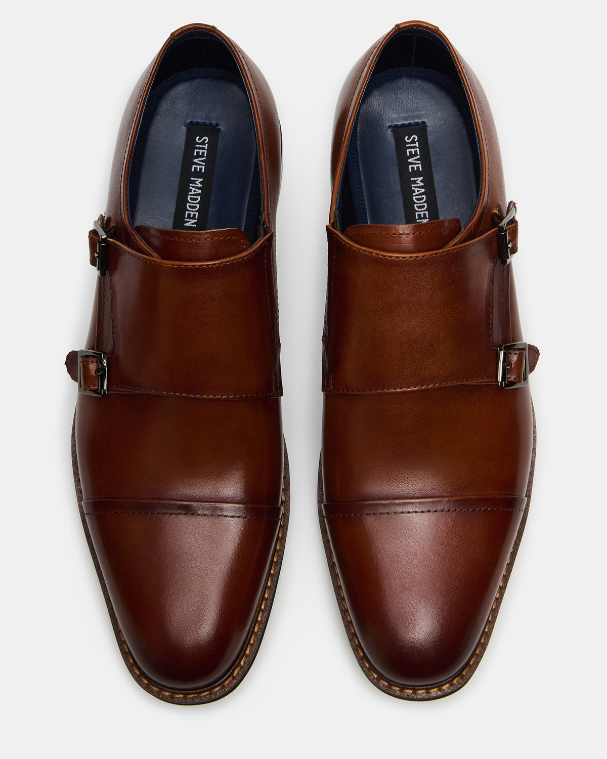 Steve Madden HARAN Tan Leather Men's Buckle Strap Dress Shoe