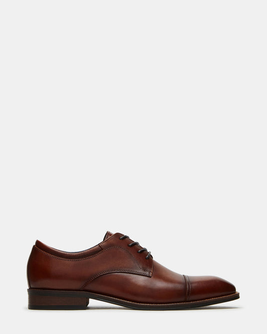 Steve Madden HASEN Tan Leather Men's Lace-Up Dress Shoe