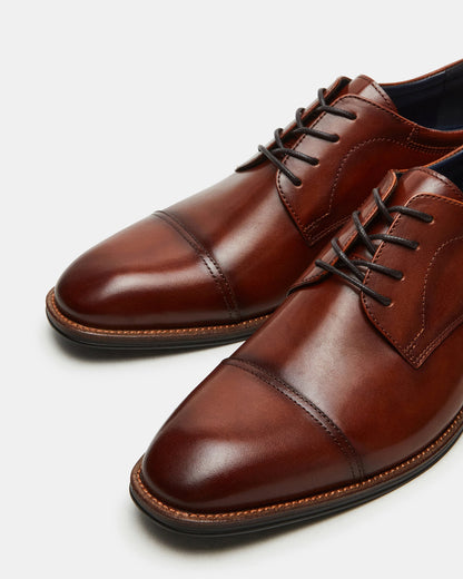 Steve Madden HASEN Tan Leather Men's Lace-Up Dress Shoe