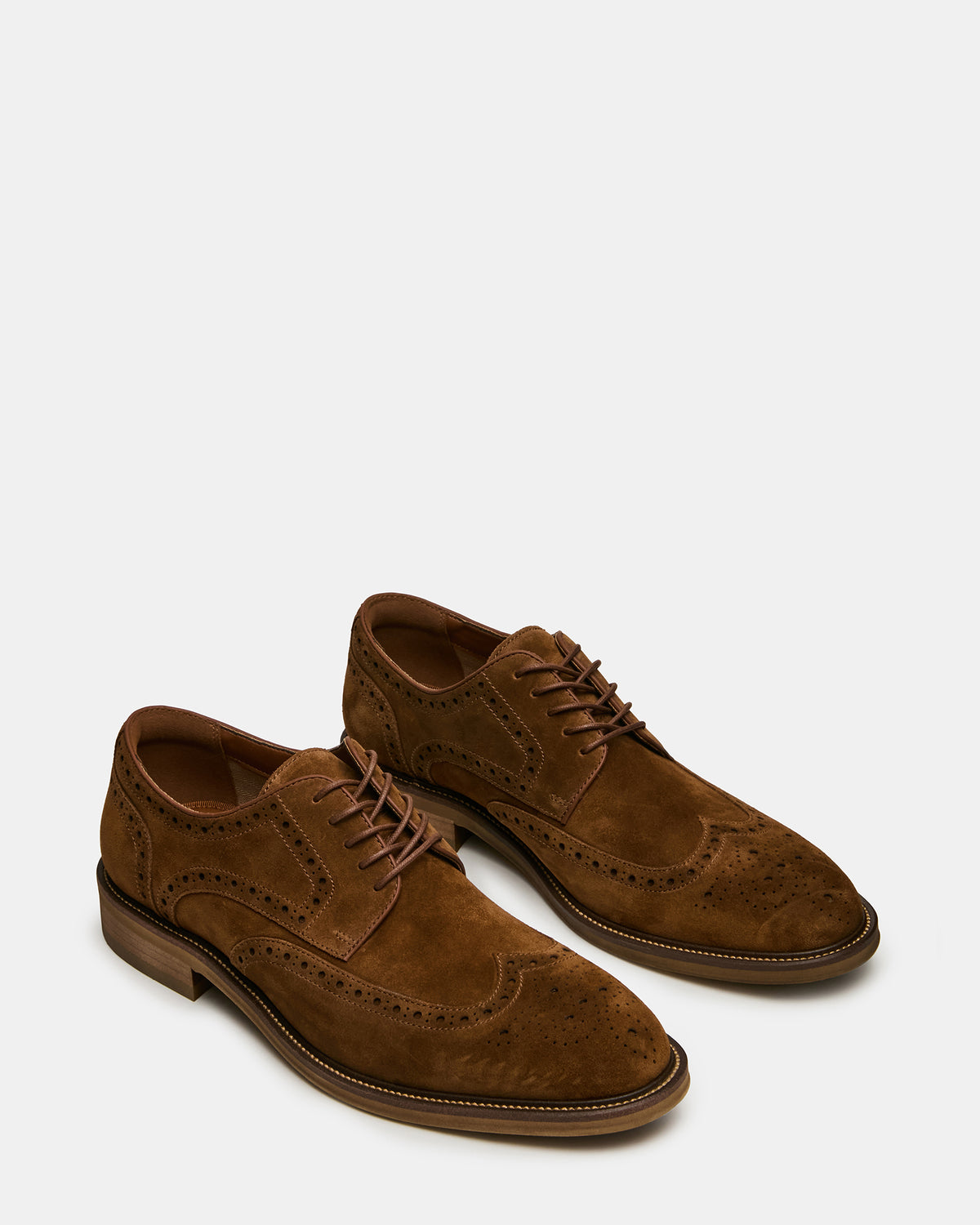 Steve Madden ESTEBAN Cognac Lace-Up Perforated Oxford Men's Dress Shoe