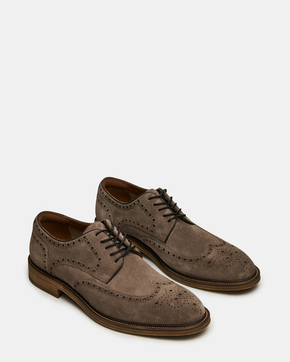 Steve Madden ESTEBAN Grey Lace-Up Perforated Oxford Men's Dress Shoe