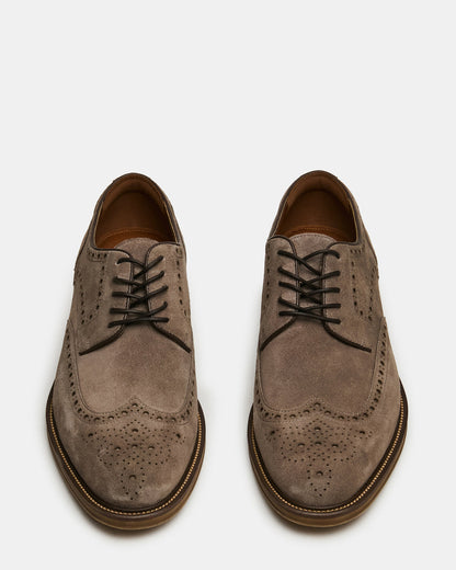 Steve Madden ESTEBAN Grey Lace-Up Perforated Oxford Men's Dress Shoe