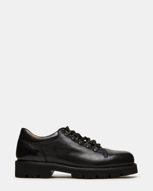 Steve Madden TURBO Black Leather Lace-Up Dress Shoe
