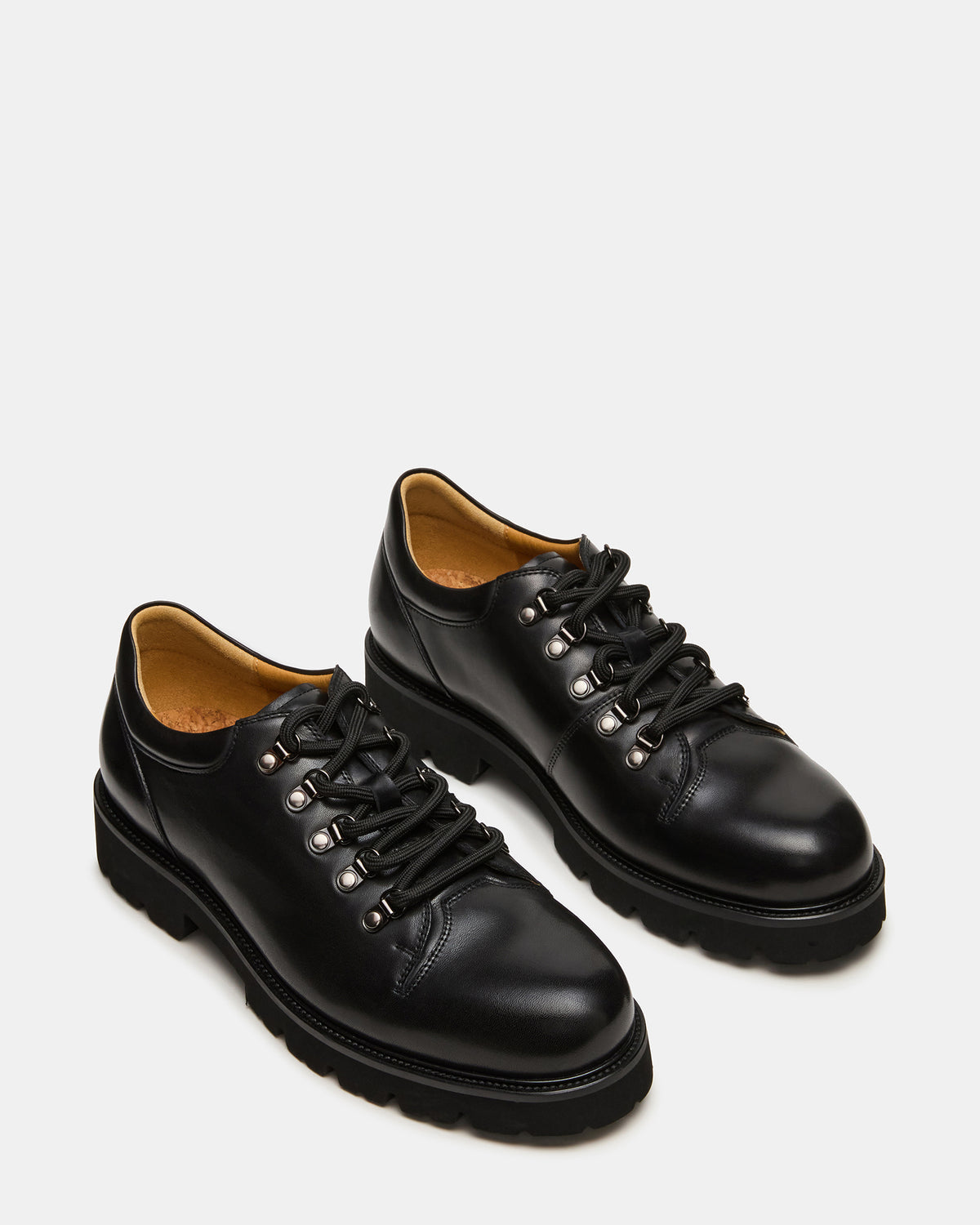 Steve Madden TURBO Black Leather Lace-Up Dress Shoe